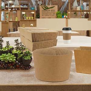 ปลอกกระดาษหุ้มแก้วกาแฟแบบใช้แล้วทิ้ง ทำจากกระดาษคราฟท์ลูกฟูก สำหรับเครื่องพิมพ์ร้อน พร้อมลายพิมพ์ - Product Image 2