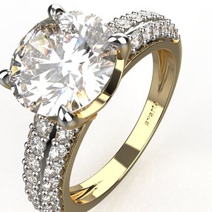 Anillo de Compromiso de Plata de Ley de 2 Quilates con Acabado en Oro - Product Image 1