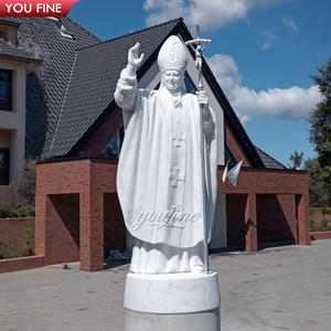Fabricante Iglesia Católica Religiosa Piedra Blanca Mármol Tamaño Real San Juan Pablo II Estatua - Product Image 1
