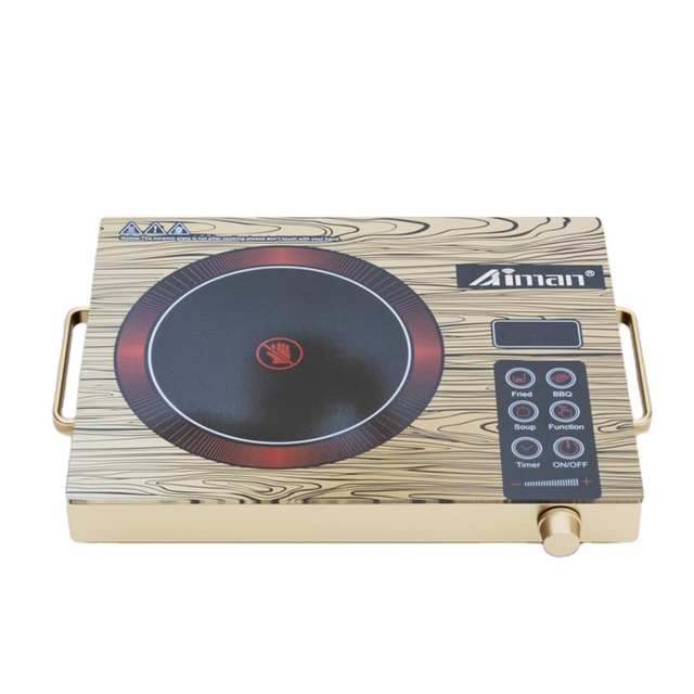 Woodgrain Pattern Microlite Panel Infrared Cooker 3500W Electric Stainless Steel Hotpot Function Touch Control Single Burner
