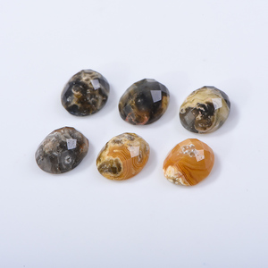 Groothandel Ovale Natuurlijke Gele Gekke Agaat Gefacetteerde Platte Bodem Losse Agaat Edelsteen Voor Diy Sieraden Maken - Product Image 1