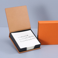 Boîte à notes autocollantes en cuir PU, bloc-notes 3D, étui de rangement, porte-post-it carré, logo personnalisé, papeterie de bureau