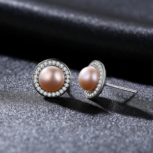 PAG & MAG donne gioielli da sposa 925 Sterling Silver Stud rotonda d'acqua dolce 7-7.5mm naturale barocco <span class=keywords><strong>orecchini</strong></span> di perle - Product Image 6