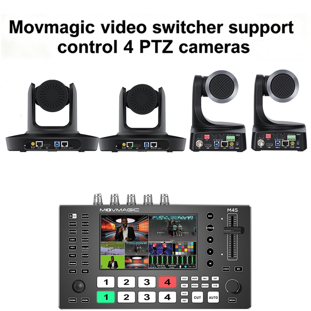 Movmagic M4S 5-Channel Multi-View 4K HD SDI/ Video Switcher Metal Construction for Broadcasting Live Streaming Compatible