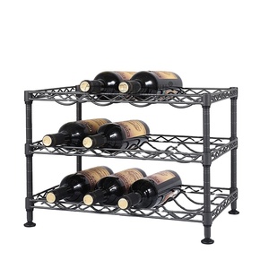 3 tầng có thể điều chỉnh thiết kế nhà phẳng thương mại chai kim loại hiển thị giá rượu với chân nhựa - Product Image 1