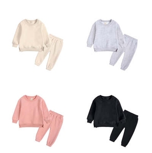 Ensemble de survêtement pour enfants en molleton uni pour garçons et filles en gros, <span class=keywords><strong>pantalon</strong></span> long et sweat-shirt chaud pour le sport, ensemble de <span class=keywords><strong>jogging</strong></span> 2 pièces - Product Image 1