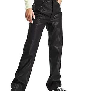 LILUO 2025 Offre Spéciale Streetwear Loose Leg Wax Coated <span class=keywords><strong>Skinny</strong></span> Jeans Black Button Women High Waist Spandex Stretchy Denim Jeans - Product Image 1