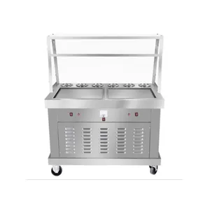 Factory Price Ice Cream Rolling Machine Two Big Pan Rolled Ice Cream Making Machine Frying Ice Cream Roll Maker