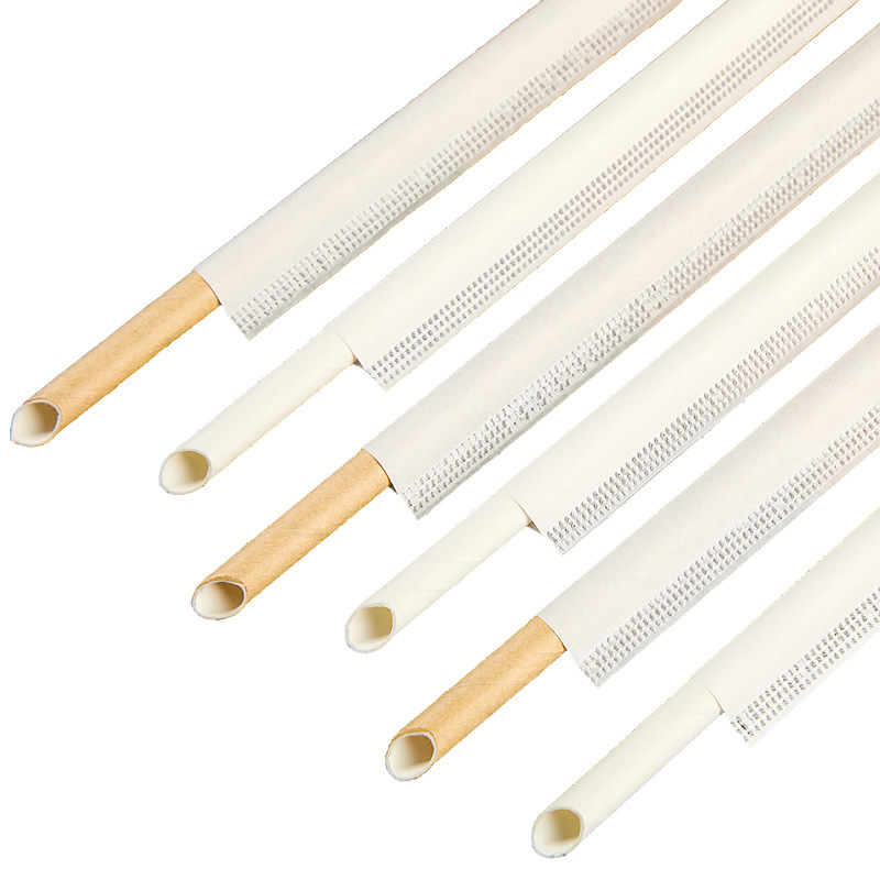Environmental protection Single Wall UV Coated Paper Straw Disposable Coffee Juice Drink Milk Tea Fine Straw Tip Individually