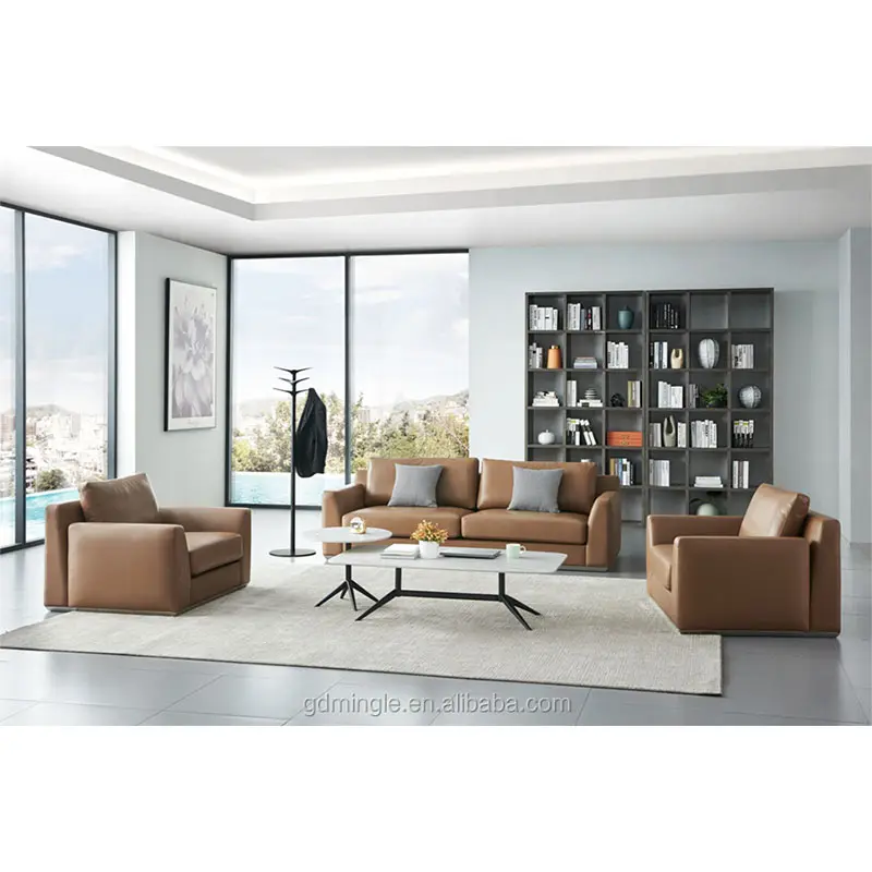 Sofá estilo confortável de 3 lugares conjunto de sofá de couro genuíno conjunto de sofá reclinável para sala de estar