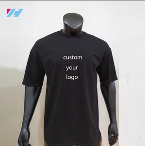 เสื้อยืดโอเวอร์ไซส์สั่งทำขายส่ง เนื้อผ้าหนา คอกลม วินเทจ ผสมอีลาสเทน สีดำล้วน สำหรับผู้ชาย - Product Image 2