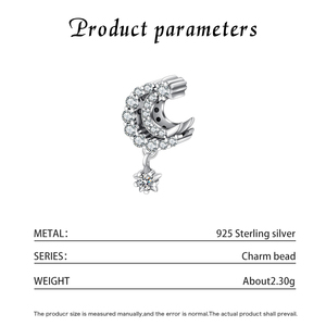 Colgante de Plata S925 con Circonitas Cúbicas en Forma de Luna Creciente y Estrella, Abalorio Celestial Brillante, Joyería Fina para Mujer - Product Image 5