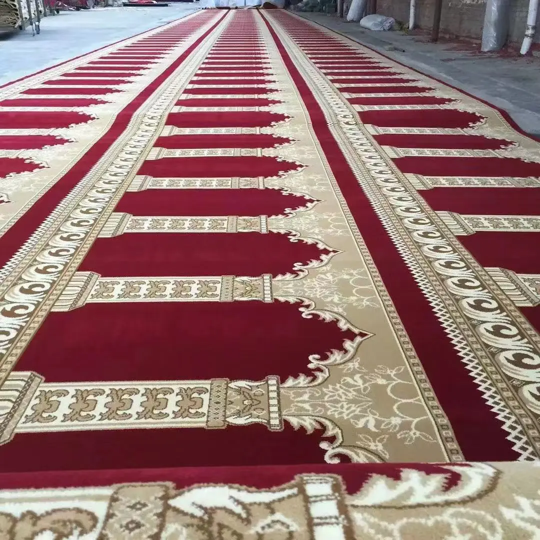 Fábrica al por mayor de alta calidad gruesa musulmana de pared a pared alfombra de oración rollo mezquita Hotel alfombras