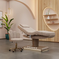 Table de massage rose moderne de luxe lit d'épilation faciale électrique cosmétique lit de cils de salon de beauté incurvé à vendre
