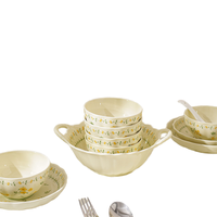 Ensemble de vaisselle en céramique moderne simple Vaisselle sous glaçure pour micro-ondes pour usage domestique comprenant des bols de riz assiettes jetables