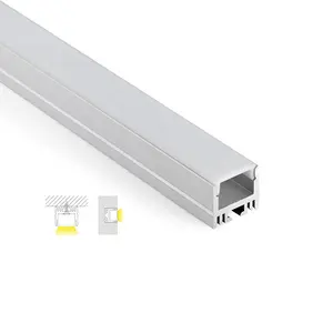 ALP043 profil aluminium LED datar terpasang di permukaan bentuk U pembuangan panas yang baik 17.1*15MM untuk strip LED 10MM