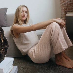 <span class=keywords><strong>Pantalon</strong></span> large en cachemire pour <span class=keywords><strong>femme</strong></span>, style décontracté et tendance - Product Image 2