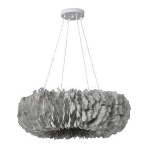 Plume créative chambre étude suspension personnalité créative <span class=keywords><strong>restaurant</strong></span> petit salon blanc gris plume E27 lustre - Product Image 2