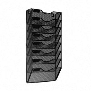 8-Pocket Desk Tidy Organiser A4 Wall Mounted Document Paper Holder Vertical Metal Magazine Rack Wall Hanging Storage Organiser - Product Image 2