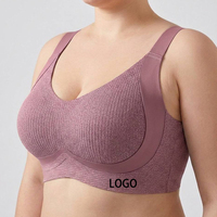 Sujetador Deportivo Sin Costuras SHANGBINI Color Malva Empolvado, Talla Grande, Top Acanalado Cómodo, Banda Arqueada, Logotipo Personalizado OEM de Fábrica