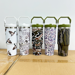 Best Selling Camo Print Tumbler 20oz 40oz Western Camouflage Stainless Steel Travel Camp Insulated Coffee <b>Cup</b> <b>with</b> Straw and <b>Lid</b> - Product Image 3