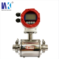 Pengukur Aliran Susu Tri Clamp Stainless Steel DN25/DN50 Elektromagnetik Sanitasi RS485 OEM Kelas Makanan Akurasi +/-0.5%
