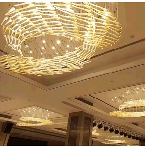 JYLIGHTING Lampadario Decorativo in Vetro a Forma di Nastro 3D, Grande Lampadario in Vetro Personalizzato per Hotel, Lobby, Villa - Product Image 4