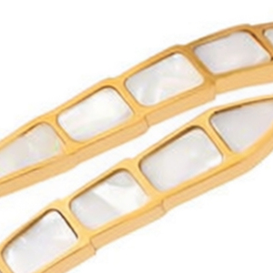 <b>Shell</b> Diamond Stainless Steel Cuff <b>Bracelet</b> Gold Plated Women's Elegant Everyday Wear - Product Image 5