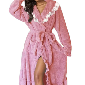 Roupão Feminino de Inverno 2026 com Renda, Manga Longa, Confortável e Doce, Pijama Estendido - Product Image 1