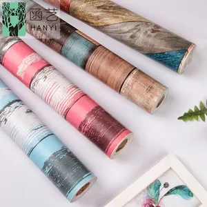 Textured Self Adhesive Sticker Wallpaper, Colourful Wooden Planks Design, Full Roll Home Decor Wallpapers
