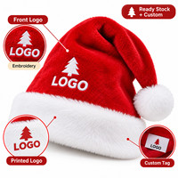 Vente en gros de chapeaux de Noël personnalisés avec logo rouge et blanc, chapeau de fête de Noël, en stock