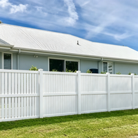 Clôture d'intimité Fentech 6' x 8 pieds en PVC blanc, écologique, durable, imperméable, pour balcons et maisons, design bois naturel 3D