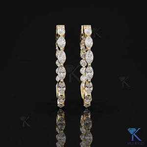 Lab Grown CVD HPHT Round Brilliant Cut Diamond <b>Hoop</b> <b>Earrings</b> Full Eternity 14K <b>Solid</b> Gold Filled Luxury Women Bridal Jewelry - Product Image 1