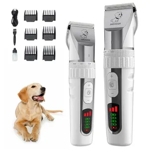 Heavy Duty Big Strong Dog Hair Clippers Kit Pantalla LED de bajo ruido Cerámica Super Sharp Edge Pet Hair Clipper