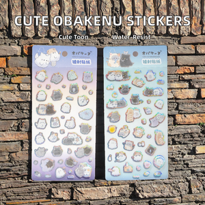 Obakenu lindo dibujos animados PVC láser pegatina conjunto impermeable mascota Anime matrícula decoración del hogar regalos perfectos para niños - Product Image 3