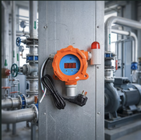 Détecteur de gaz inflammable autonome en alliage d'aluminium orange, analyseur de gaz combustible (méthane, propane) avec alarme sonore et lumineuse