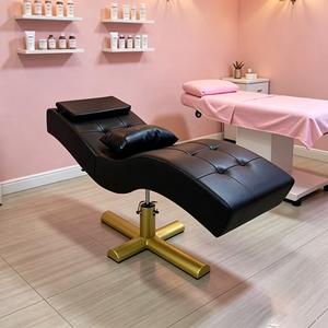 Lit de massage moderne et unique en forme de courbe rose pour salon de beauté, idéal pour les extensions de cils - Ensemble complet de mobilier - Product Image 3
