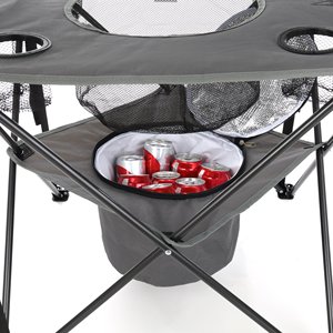 Table de camping pliable portable personnalisée en gros avec 4 porte-gobelets et panier isotherme pour pêche et activités de plein air - Product Image 3