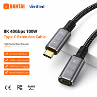 Kabel Ekstensi Nilon USB4 Kecepatan Tinggi |   40Gbps Video 8K Pengisian Daya PD 100W Pelindung Berlapis Emas Kompatibel Komputer