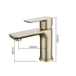 Robinet mélangeur chaud/froid de luxe en acier inoxydable 304 pour lavabo de salle de bain, finition or moderne, à poser sur le comptoir, avec cartouche céramique, modèle LT-02, personnalisable - Product Image 1