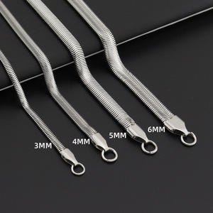 Wholesale Stainless Steel Flat Snake <b>Chain</b> Necklace 3MM 4MM 5MM 6MM <b>Titanium</b> Steel Hollow Soft Herringbone <b>Chain</b> Unisex - Product Image 1
