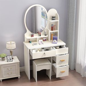 Meuble de chambre à coucher moderne, <span class=keywords><strong>commode</strong></span> <span class=keywords><strong>pas</strong></span> chère, coiffeuse, table de maquillage blanche avec miroir - Product Image 3