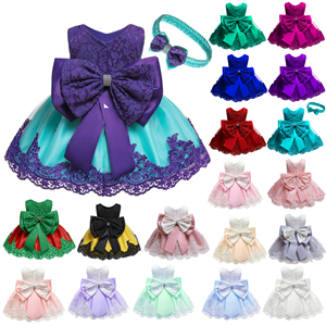 Robe de princesse pour bébé fille, robe de fête de mariage à fleurs, robe de tutu pour nouveau-né, robe pour enfant avec nœud, B-8348 - Product Image 3