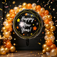 Ballon en aluminium rond Joyeux Nouvel An, Feliz Ano Nuevo en espagnol, pour les fournitures de fête du réveillon du Nouvel An, certifié ISO 9001