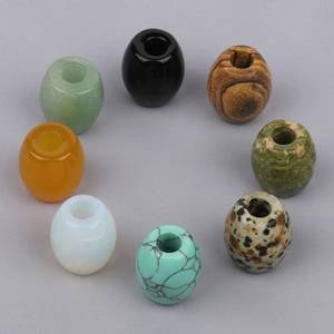Natuurlijke zwarte agaat/unakiet steen losse kralen 18x16mm tonvormig met groot gat voor het maken van sieraden & DIY armband accessoires - Product Image 5