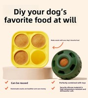 Nouvelle Tendance Jouet à Mâcher pour Chien en Silicone Forme de Boule Unique Nettoyage des Dents Distributeur Lent Remplissable Bleu