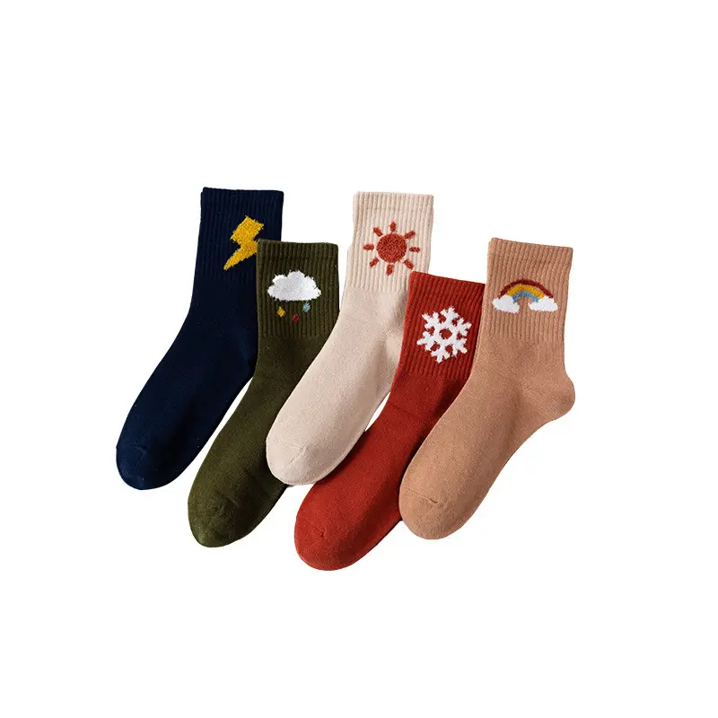 Funny cute design girls socks breathable cotton socks custom logo women socks