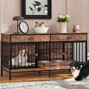 Fabrika fiyat büyük ağır köpek sandık kulübesi kafes mobilya tarzı Metal ahşap - Product Image 4