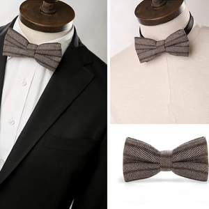 Nœud <span class=keywords><strong>Papillon</strong></span> de Soirée en Cachemire Marron Chameau Luxe pour Homme, Couleur Unie Rétro, Pré-noué pour Fête - Product Image 3