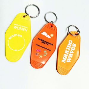 <b>Personalized</b> Plastic Blank ABS Hotel <b>Keychain</b> Promotional Key Tags Retro Motel Hotel <b>Keychain</b> Blank - Product Image 2